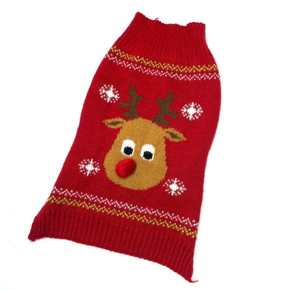 Red Reindeer Ugly Christmas Dog Sweater